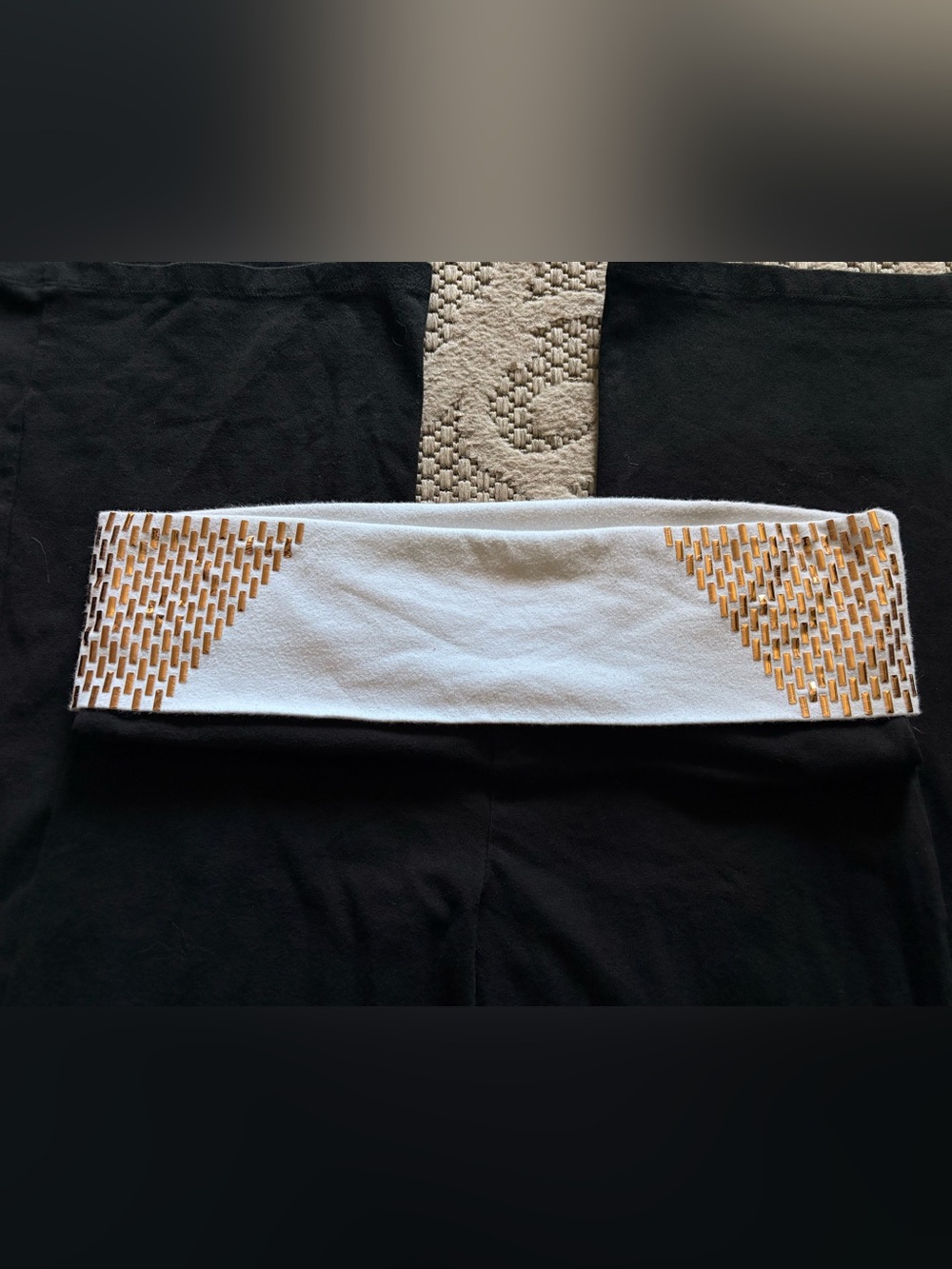 VS PINK yoga | Y2K Vintage Gold Embellished Classic Fold Over Flare Leggings - Picture 6 of 7